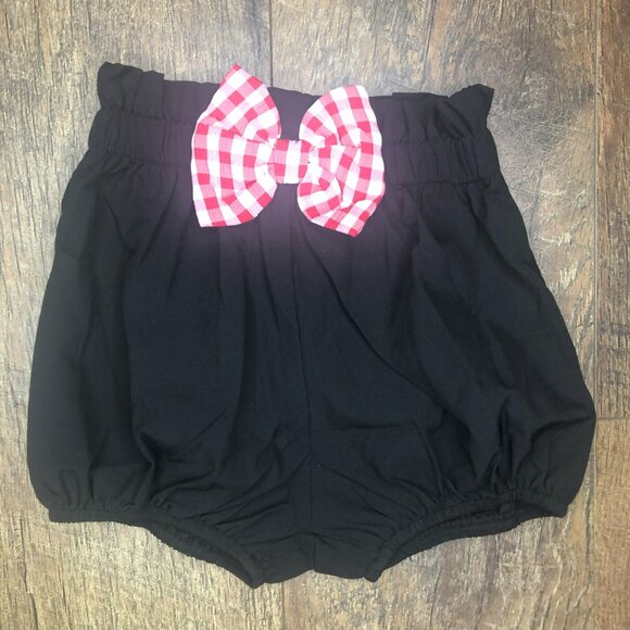 Baby Girls Ruffle Sleeve Top Red Checkered and Black Bowknot Shorts Set 6-9 mont - Picture 4 of 5